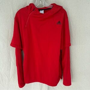 Adidas Electric Shooter Red Long Sleeve Hoodie Pullover Lightweight Size L